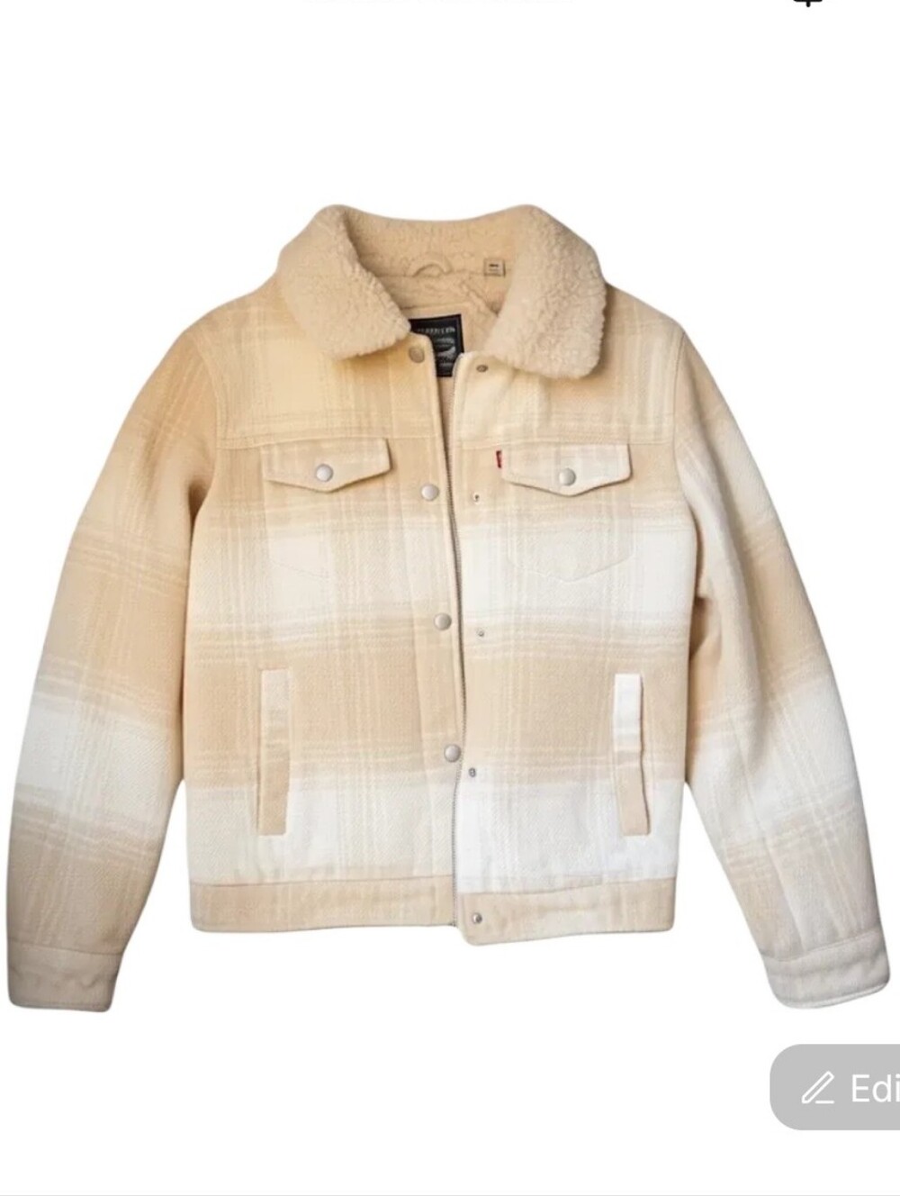 Levi's Cream Plaid Sherpa Jacket